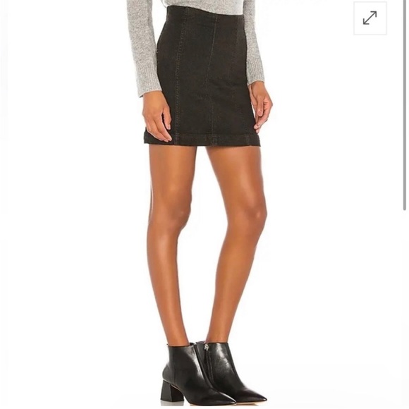 Free People Modern Femme Denim Washed Black Skirt, Size 6 - Picture 4 of 9